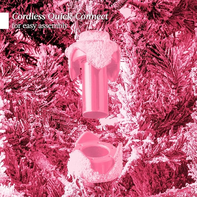 Best Choice Products Lighted Aspen Christmas Tree, 4.5ft Flocked Artifical Noble Fir, Pre-Lit White & Multicolored LED Lights Premium Holiday Décor - Pink