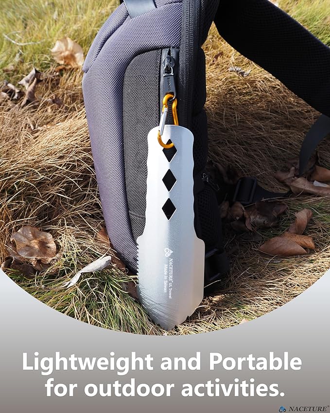 NACETURE Ultralight Backpacking Trowel Aluminum Shovel Small Potty Multitool with Longer Handle Design Essential for Hiking, Camping and Survival Bags(Black 1 Pack)