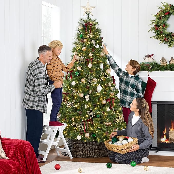 Best Choice Products 6ft Pre-Lit Scotch Pine Christmas Tree, Premium Pre-Decorated Artificial Holiday Decor w/ 946 Branch Tips, 2-in-1 White and Multicolor LED Lights, Cordless Setup