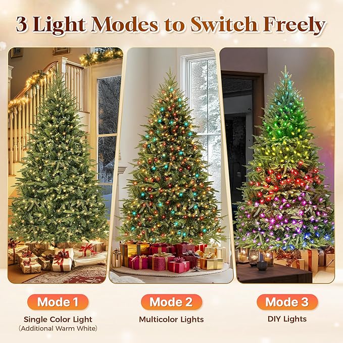 HOLLO STAR 6 ft Prelit Christmas Tree with 450 LED Lights, App Control, Aspen Artificial Christmas Tree, Multi-Color RGBW Lights, 1632 PE & PVC Branch Tips, Xmas Tree, for Home, Party