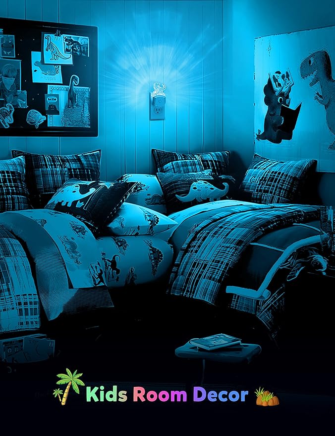 Dinosaur Night Light for Kids [2 Pack], 8 Color Changing Plug in Night Lights for Baby with Dusk to Dawn Sensor, Nightlight for Bathroom Decor, Children Room, Dinosaur Toys Gifts