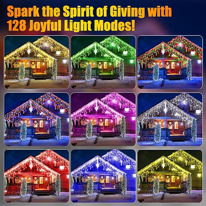 52FT Waterproof Christmas Lights Outdoor with 504 LED 8 Modes and Timer Curtain Lights Outside for Garden Holiday Gatherings Indoor Outdoor Decorations Plug in Hanging Fairy String Lights