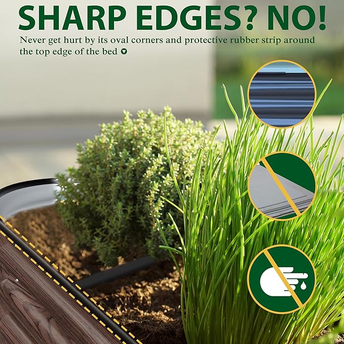 MUPATER Galvanized Raised Garden Bed Outdoor 8x2x2ft, 9-in-1 Metal Raised Planter Box W/ 2 Aluminum Support Rods, Oval Outdoor Raised Garden Bed for Vegetable, Flower, Backyard and Patio, Rustic