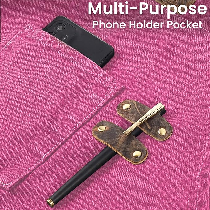 LEATHER VILLAGE Chef Aprons for Men Women with Large Pockets, Cotton Canvas Cross Back Adjustable Work Apron, Size M to XXL