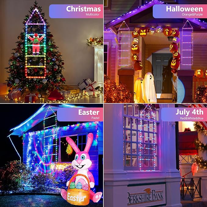 Toodour Christmas Decorations Lights, 3.3ft Smart RGB Christmas Decorative Lights with Santa Claus, Bluetooth & App Controlled Ladder Light - Music Sync Color Changing Xmas Light for Indoor Outdoor