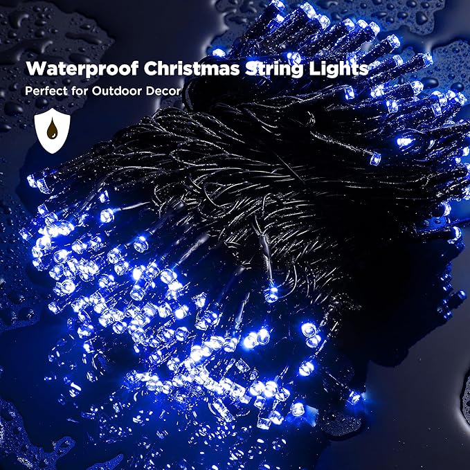 WBao Christmas Lights Indoor Outdoor 300LED 108ft, Super Bright LED Christmas String Lights with UL Certified, 8 Light Modes, Timer, Connectable & Waterproof for Trees, Patio, Xmas Party Decor, Blue