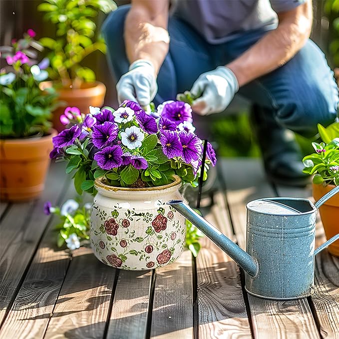 Ceramic Pot for Planter, Vintage Red Plum Flower Pot with Drainage Holes, 6.29 inch Ice Crack Glazed Indoor Planters Pot