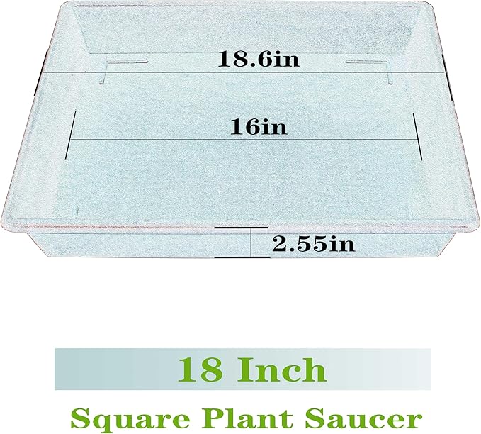 Square Plant Saucer 18 Inch 4 Pack, Plant Stand Plant Trays for Pots Heavy Duty Plastic Plant Saucers for Indoors Outdoors, Flower Pot No Holes Terracotta Plant Lover Gardening Gifts