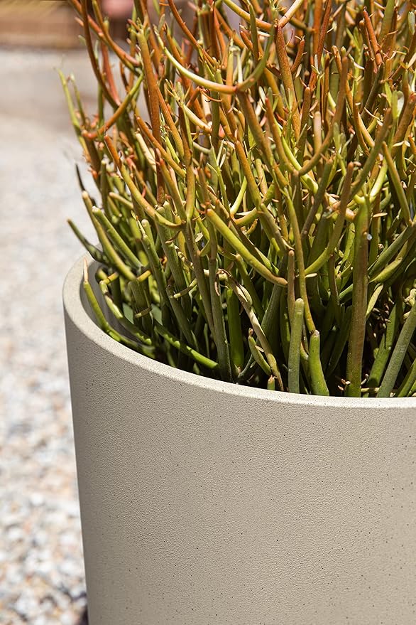 Veradek Mason Series Lima Planter - Round Planter for Indoor or Outdoor Porch/Garden | Made from Plastic-Stone Composite with Drainage Holes | Modern Décor for Succulents, Flowers, Small Plants