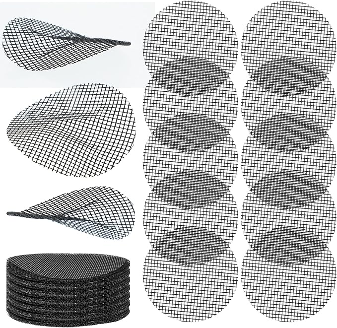 100pcs Flower Pot Hole Mesh Pad, 2 Inch Bonsai Mesh, Prevent Soil Loss, Meshes for Plant Pots, Bonsai Bottom Plant Drainage Insert for Garden Outdoor Potted Plants, Black
