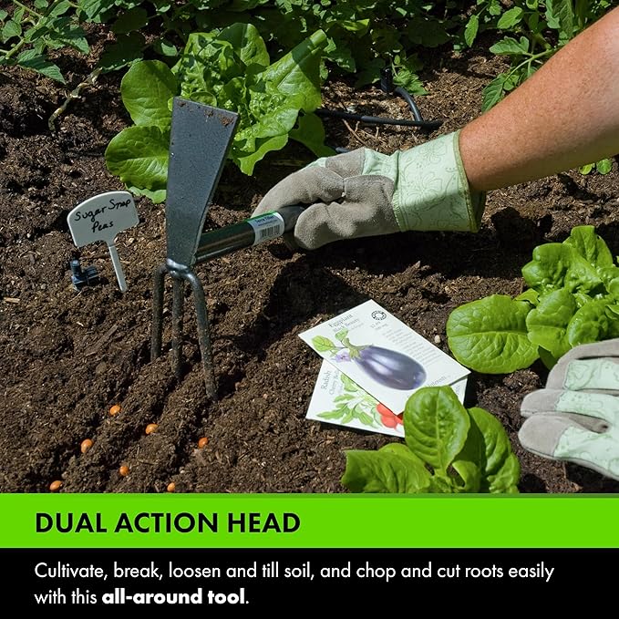 Yard Butler Terra Garden Hand Tools - Weeding Hand Tiller Tool for Efficient Gardening - Weed Remover Tool for Lawn & Garden Care - Durable Gardening Accessory, Tiller