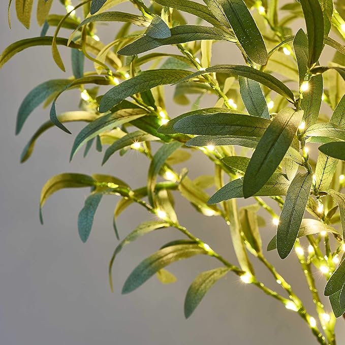 LITBLOOM Lighted Olive Tree 4FT 160 Fairy Lights, Faux Plant Tree with Lights for Indoor Outdoor Home Wedding Party Room Decoration