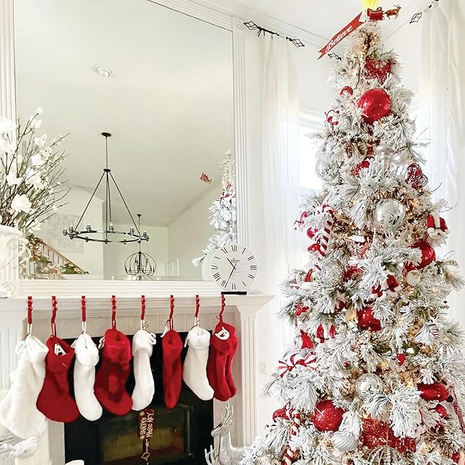 Fraser Hill Farm 9-Ft. Snowy Pine Flocked Artificial Christmas Tree with White Incandescent Smart Lights and Stand, Prelit Foldable Fake Tree with Realistic Snowy Foliage for Home Decoration