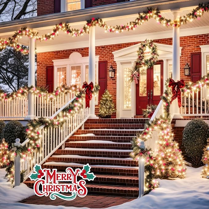 Minetom Red & Warm White Christmas Lights, 66ft 200 LED Outdoor Christmas Tree Lights with Remote, 8 Modes String Lights Plug-in Mini Xmas Tree Lights with Timer for Outside Party Decor