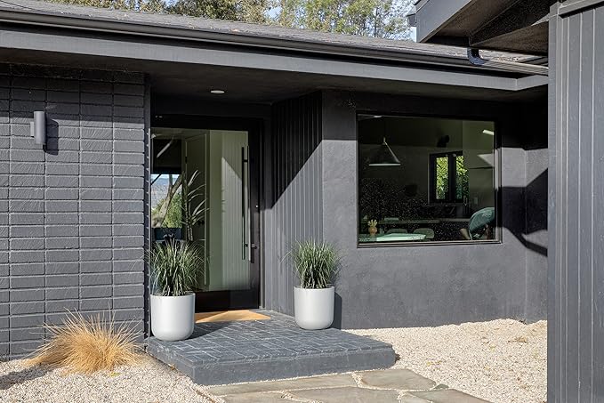 Veradek Mason Series Lima Planter - Round Planter for Indoor or Outdoor Porch/Garden | Made from Plastic-Stone Composite with Drainage Holes | Modern Décor for Succulents, Flowers, Small Plants