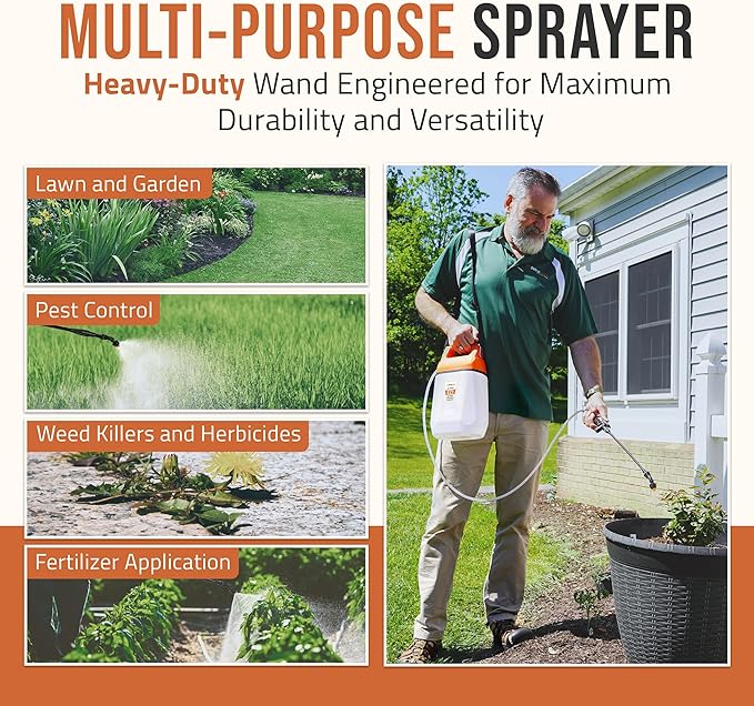 PetraTools EZ1 Battery Powered Sprayer 1 Gallon - Lawn and Garden Electric Sprayer for Weed/Pest Control, Watering & More - Battery Operated for Effortless Spraying (1 Gallon)