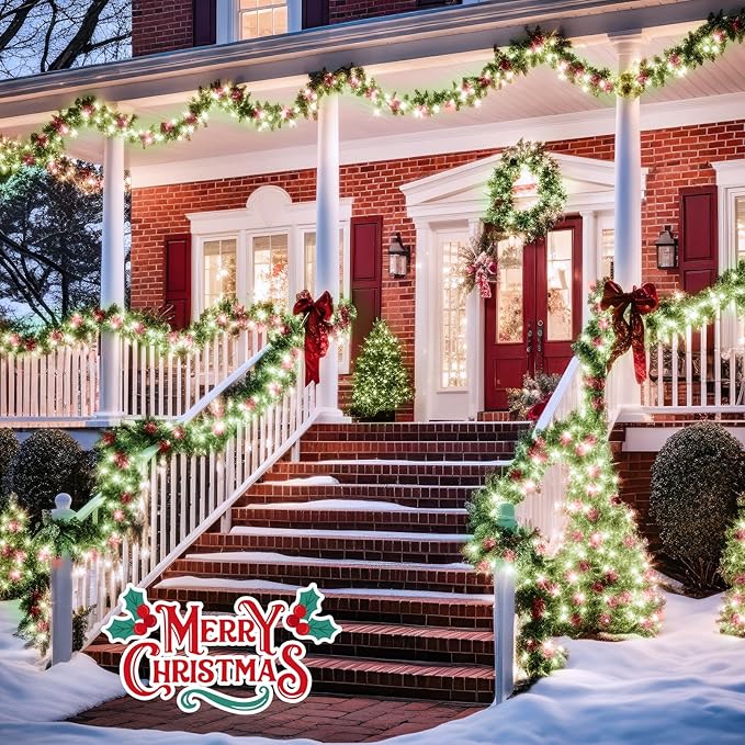 Minetom Red & Green Christmas Lights, 66ft 200 LED Outdoor Christmas Lights Connectable, 8 Modes Mini String Lights Plug-in Mini Xmas Tree Lights with Timer for Outside Garden Party Decor