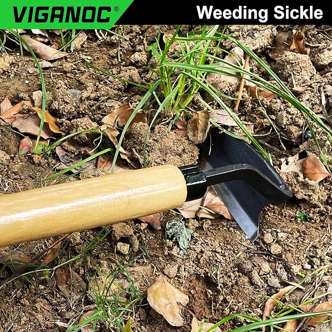 Japanese Wide Blade Garden Tool - Premium Quality Hand Hoes/Weeding Sickle is Very Sharp for Quick Work