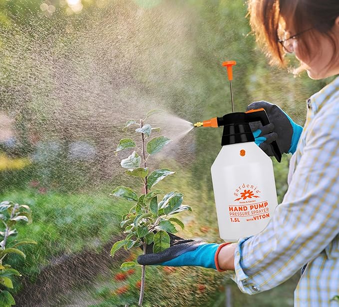 Handheld Pumping Sprayer Viton Seals Sprayers in Lawn and Garden, Spray Bottles for Cleaning Chemical Sprayer Continuous Spray Bottle for Plants 1.5L Plus (0.4 Gal/51oz)