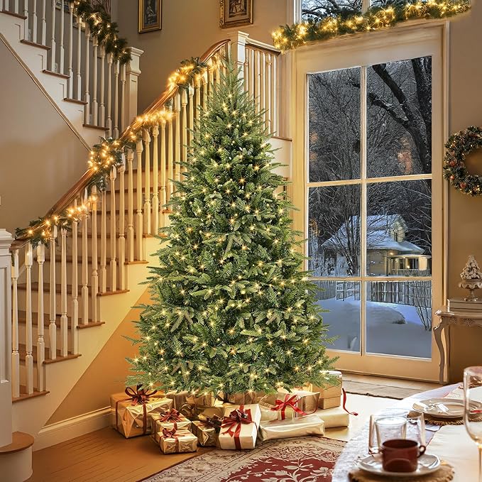 HOLLO STAR 6 ft Prelit Christmas Tree with 450 LED Lights, App Control, Aspen Artificial Christmas Tree, Multi-Color RGBW Lights, 1632 PE & PVC Branch Tips, Xmas Tree, for Home, Party