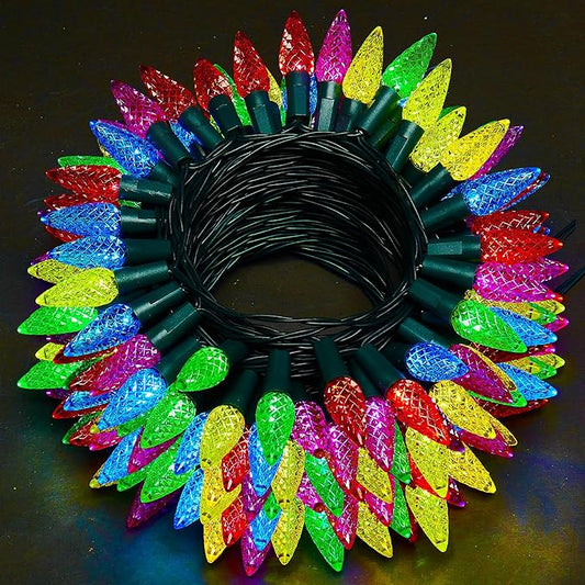 WBao Battery Operated Christmas Lights, 100 LED 34ft C6 String Lights with 8 Modes, Auto Timer, Waterproof for Indoor Outdoor Christmas Trees, Fence, Garlands, Stairs Xmas Decorations, Multicolor