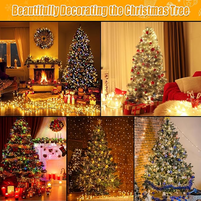 1000 LED Amount of Christmas Tree Lights Decorations with Remote, Waterproof Plug in Cluster Lights Christmas for Outdoor Indoor,Warm White 2Packs