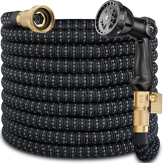 50 ft Expandable Garden Hose - Superior Strength 3750D - 3 -Layer Latex Core Garden HoseS - Expanding Water hoses - Extra Strong Brass Connectors/Storage Bag