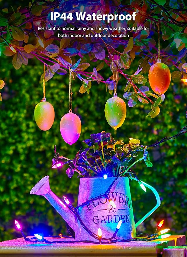 Easter Mini Christmas Lights, 39 Feet 100 LED Pastel Mini Lights with 8 Lighting Modes On Green Wire, Connectable Twinkle Light for Indoor Outdoor Party Yard Garden Patio Home Wreath Decoration