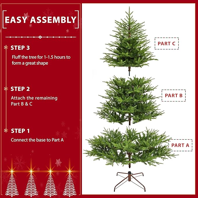 Yaheetech 6ft Full Christmas Tree with 550 Multicolored LED Lights & 1207 Unique Forked Tips,Hinged Tree for Garden,Office,Pre-lit Artificial Christmas Tree with Foldable Metal Stand,Green