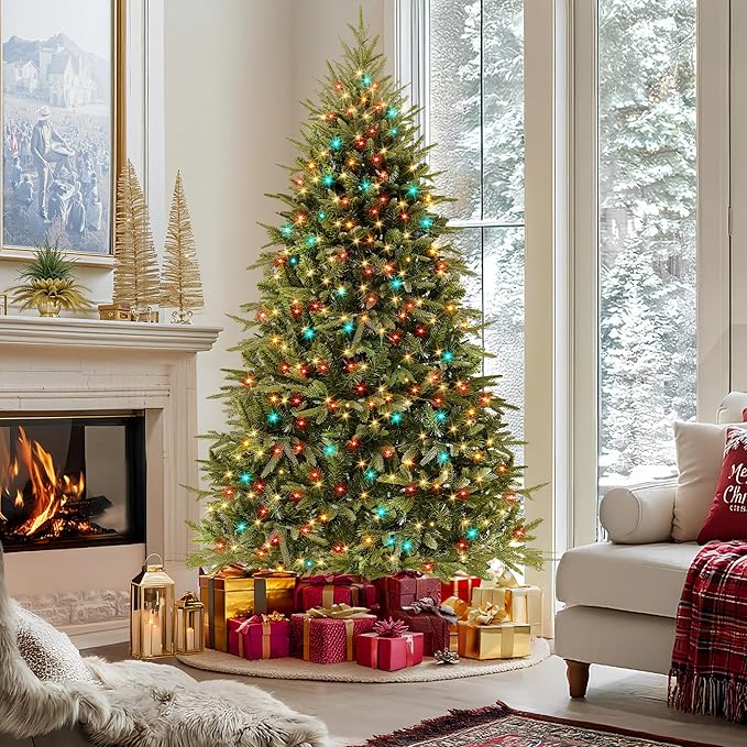 HOLLO STAR 6 ft Prelit Christmas Tree with 450 LED Lights, App Control, Aspen Artificial Christmas Tree, Multi-Color RGBW Lights, 1632 PE & PVC Branch Tips, Xmas Tree, for Home, Party