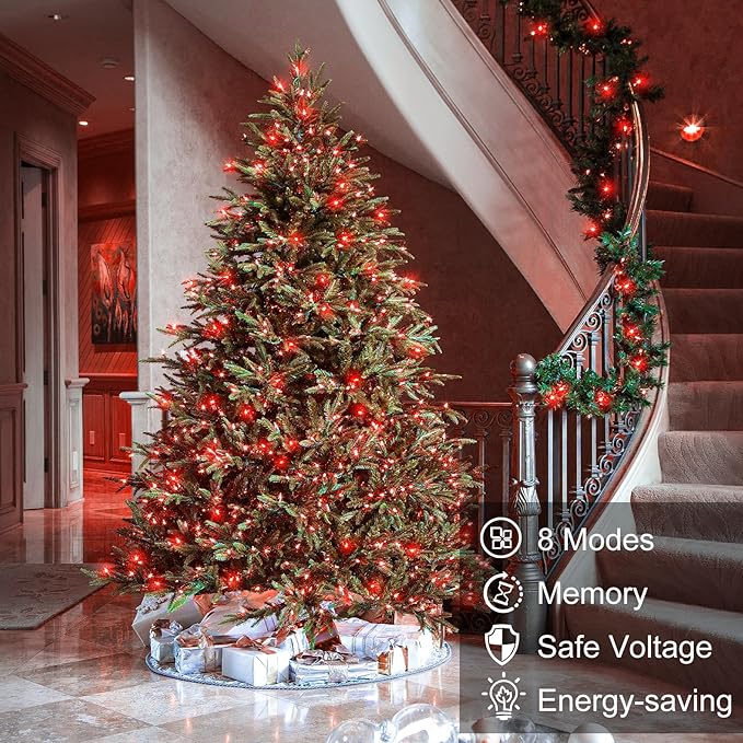 100FT 300 LED Christmas Lights Outdoor, Plug in Christmas String Lights Indoor, Waterproof & 8 Modes & Timer Function, Connectable Fairy Twinkle Light for House Classroom Patio Wedding Decor, Red