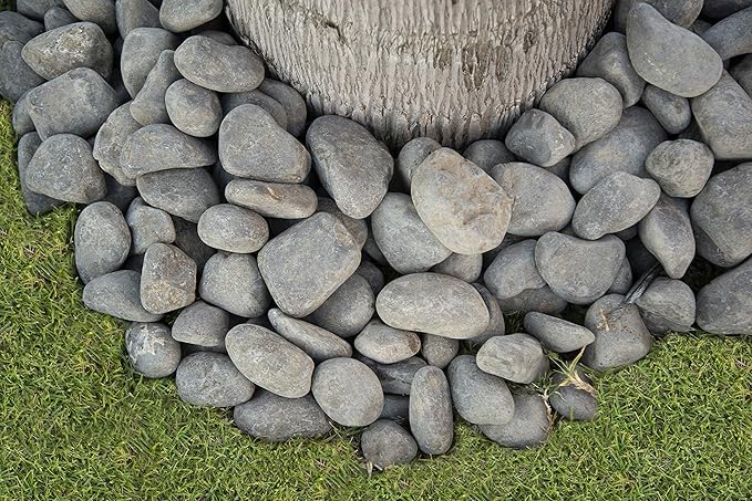 MSI Nile Decorative Polished Gray Pebbles, 1.2 inch - 2.4 inch, 40 lb. Bag (55 Bags/Pallet)