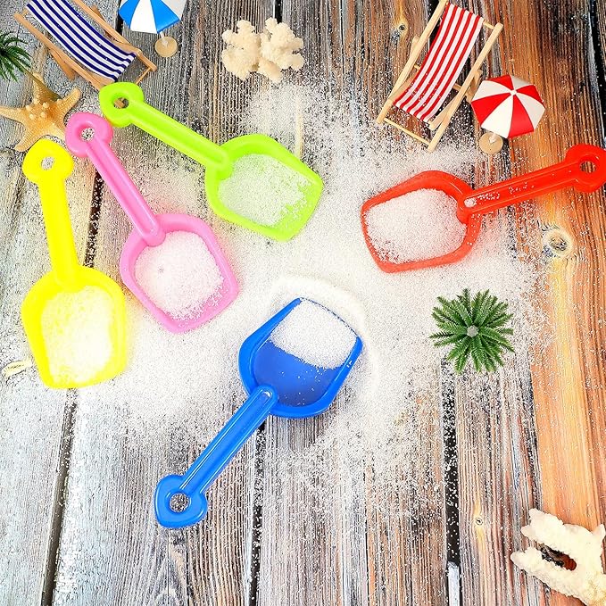 Junkin 24 Pcs 7.7 Inch Mini Plastic Sand Shovel Beach Toys Long Play Colorful Scoop Rake Sand Shovels for Beach and Garden Shoveling, Digging, Gardening, Random Colors