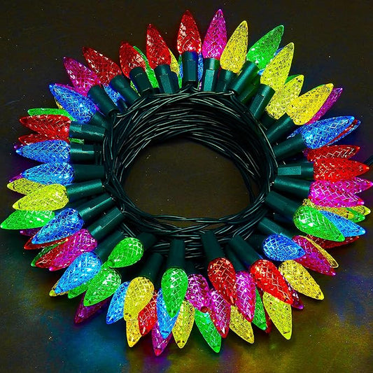 WBao C6 Battery Operated Christmas Lights, 60 LED 20ft String Lights with 8 Modes, Auto Timer, Waterproof for Indoor Outdoor Christmas Trees, Fence, Garlands, Stairs Xmas Decorations, Multicolor