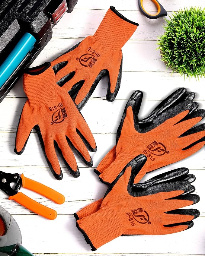 72 Pairs Gardening Work Gloves Bulk for Men Women, Rubber Coated Garden Multipack Safety Construction Glove