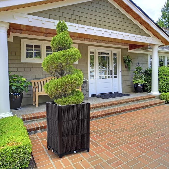 D'vine Dev Raised Patio Planter Box - Elevated Planter with Drainage Plug Raised Garden Beds for Growing Flowers, Herbs, Vegetables - Outdoor Standing Gardening Kit, Set of 1, RGB-D-1