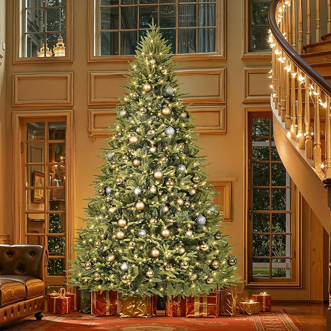 HOLLO STAR 12 ft Prelit Christmas Tree with 1800 LED Lights, App Control, Aspen Artificial Christmas Tree, Multi-Color RGBW Lights, 8334 PE & PVC Branch Tips, for Home, Party