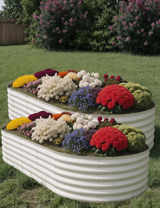 2 Pcs Raised Garden Beds Outdoor 10x4x1.5 ft - Galvanized Steel Planter Box for Vegetables, Flowers, Rust-Resistant Garden Box, Easy Assembly Raised Beds, Durable Planters for Outdoor Plants, Beige