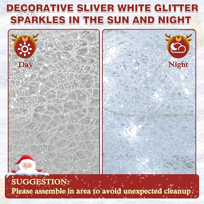 MUPATER Outdoor Christmas Decoration Lighted Deer Family Set Indoor, Christmas Holiday Yard Decor 3-Piece Set for Lawn and Home Party with Lights, Ground Stakes and Zip Ties, White