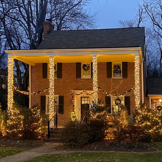 JMEXSUSS 1000 LED Christmas Outdoor String Lights Indoor with Remote 8 Modes Warm White Tree Lights Outdoor Plug in for Tree Room Yards Patio Wedding Outside Decorations