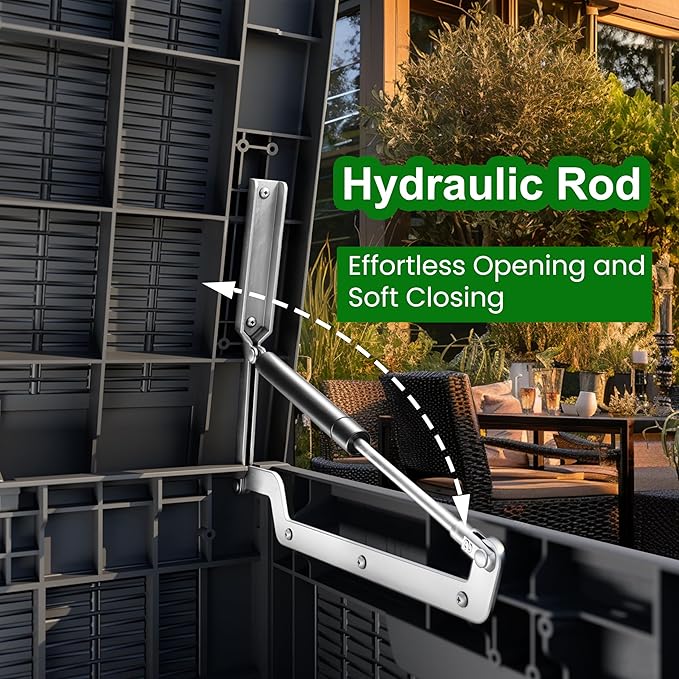 100 Gallon Waterproof Large Resin Deck Box, Lockable Storage Container for Patio Cushions, Garden Tools, Indoor & Outdoor (Black)