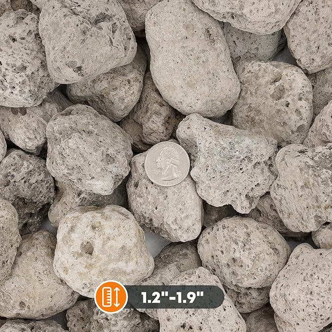 Stanbroil Light Weight White Lava Rock Granules - Natural Volcanic Rocks Decorative Landscaping Stones for Outland Living Bond Portable Fire Pit, Gas Log Set and Fireplace - 5 Pounds (1.2" - 1.9")