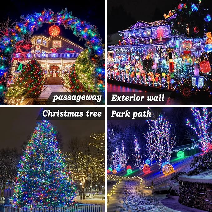 KNONEW 403FT 1000 LED Christmas Lights Outdoor String Lights 8 Modes & Timer Fairy Light Plug in Waterproof LED String Lights for Xmas Yard Tree Wedding Party Holiday Decorations (Multicolor)