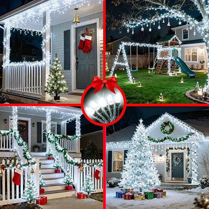 1500 LED 470FT Christmas String Lights, 12 Modes and Timer Memory Dimmable, Plug in Outdoor Waterproof Dark Green Wire Twinkle Light for for Xmas Yard Tree Wedding Party Halloween Decor (Cool White)