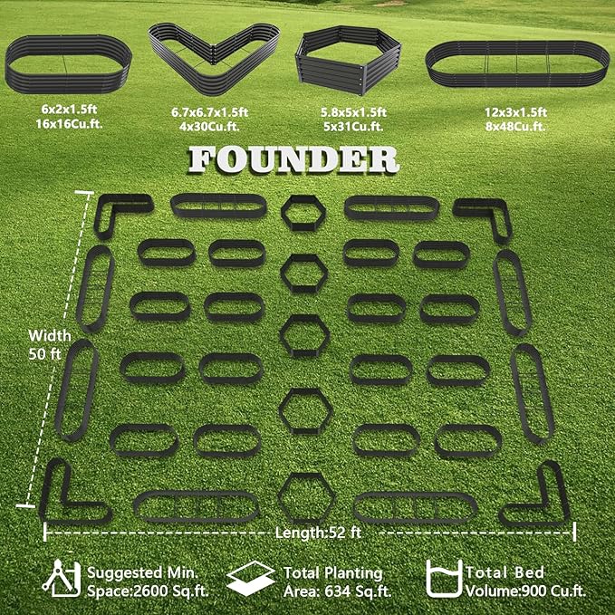 A ANLEOLIFE 33-Pack Deep Root Galvanized Raised Garden Beds Outdoor for Planting Vegetables Flowers Herb, Quartz Grey