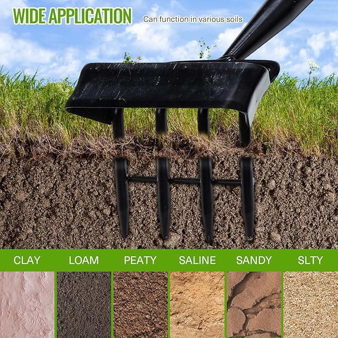 Garden Hoe, Heavy Duty Stirrup Hoe with 30-79" Adjustable Long Handle, Hula Hoe Garden Tool for Weeding, Double Action Scuffle Loop Hoe with Cultivator Rake for Loosening Soil for Gardening