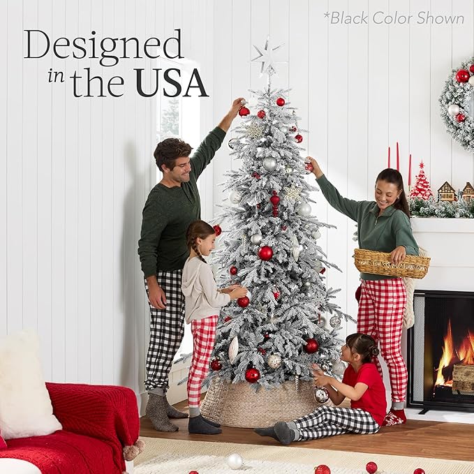 Best Choice Products Lighted Aspen Christmas Tree, 9ft Flocked Artifical Noble Fir, Pre-Lit White & Multicolored LED Lights Premium Holiday Décor - Green