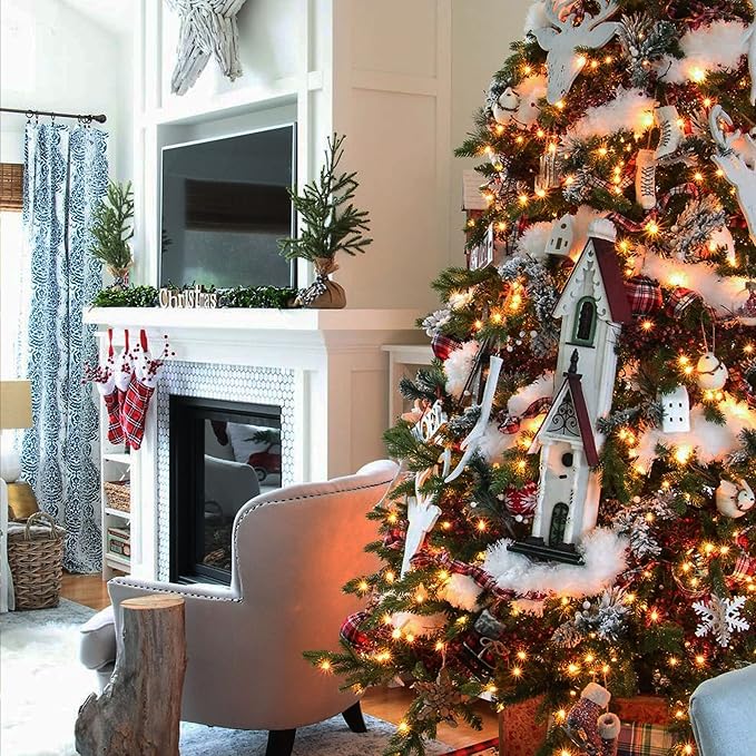 TW SHINE Warm White Christmas Lights, Total 400 LED 132FT Outdoor Christmas Lights Plug in with 8 Modes, Waterproof Light Outdoor Green Wire, Indoor Xmas Decoration for Party Yard House Decor