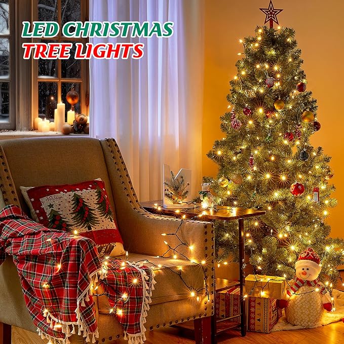 Minetom LED Christmas Lights for Indoor,39 FT 100 LED Christmas Tree Lights with Remote, USB Plug, Adapter, Warm White Mini String Light for Garland Wreath Home Garden Holiday Party Decorations