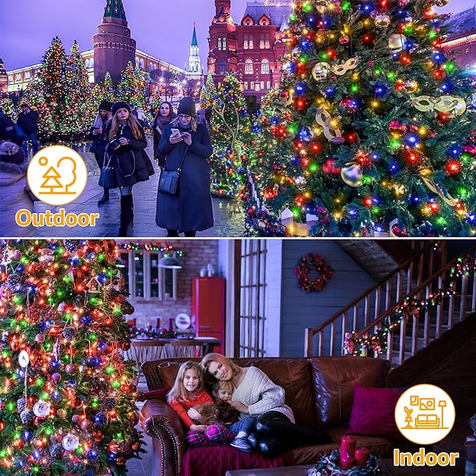 300 LED Christmas Tree Lights with Remote, 8 Lights Modes with Timer& Memory Function, Christmas Lights Waterproof for Outdoor Indoor Christmas Decor (Multicolor)
